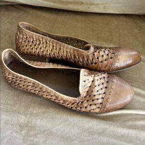 Leather Woven Flats